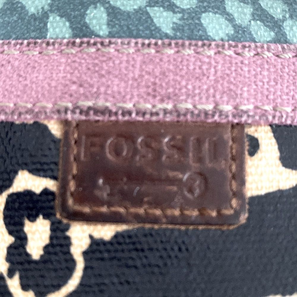 Fossil Key Print Long Wallet Navy & Teal Signatur… - image 4